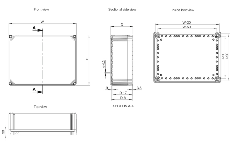 PCBOX GREY COV 300x400x130  арт. OPCP304013GE  купить у официального дистрибьютора в Санкт-Петербурге и Москве с доставкой.