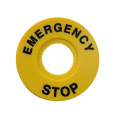 Шильдик аварийной остановки с надписью, φ60 мм. (Желтый) арт. PB-ES60  купить у официального дистрибьютора в Санкт-Петербурге и Москве с доставкой по РФ.