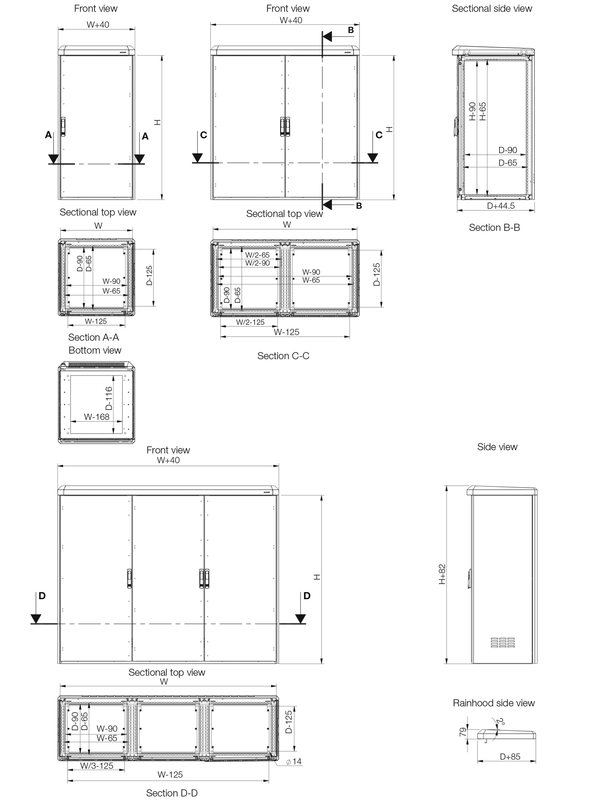 Однодверный алюминиевый компактный двухстенный всепогодный шкаф  1400х800х600 мм  арт. EKOM14086  купить у официального дистрибьютора в Санкт-Петербурге и Москве с доставкой.