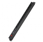 Блок распределения питания ДКС (PDU) вертикальный 0U, 16A с выключателем, защитой и индикацией, Вых:10 х Sсhuko, Вх:Schuko х 2м DKC арт. DKC R5VSH10SWOPAM  купить у официального дилера в Санкт-Петербурге и Москве с доставкой.