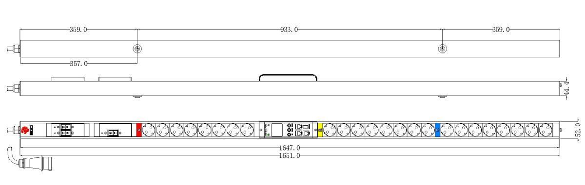 Блок распределения питания BNH B800.M, Schuko х24, шнур 3м, 1650х52х44 мм(ВхШхГ), 16А, 3ф, вход IEC 309 16A 3P+N+E, чёрный  арт. B800.M-3x16-24S  купить у официального дистрибьютора в Санкт-Петербурге и Москве с доставкой.
