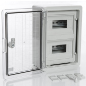 Модульный пластиковый шкаф, IP65, УХЛ1., 250х350х150 на 18 модулей (9х2) Прз. Двр. арт. PP3112  купить у официального дистрибьютора в Санкт-Петербурге и Москве с доставкой по РФ.