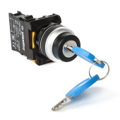 Переключатель с ключом, с возвратом, 2 положения 0-1, 1NO. (Черный) арт. PB0-AG21  купить у официального дистрибьютора в Санкт-Петербурге и Москве с доставкой по РФ.