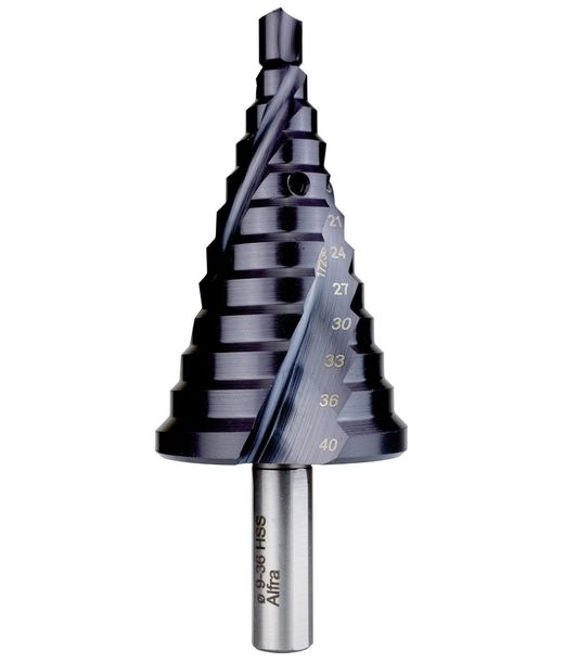 08081 Сверло ступенчатое 9-36 мм Alfra арт. 08081  купить у официального дилера в Санкт-Петербурге и Москве с доставкой.