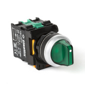 Переключатель с подсветкой, с фиксацией, 3 положения 1-0-2, 2NO. AC/DC 24 В. (Зеленый) арт. PB0-AK133B5  купить у официального дистрибьютора в Санкт-Петербурге и Москве с доставкой по РФ.